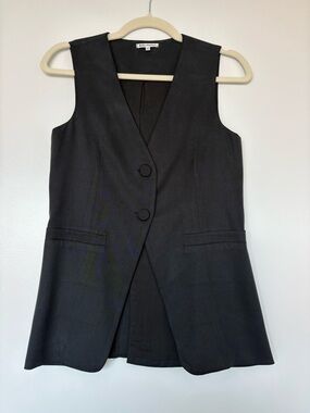 Reformation Sleeveless Black Tailored Vest Top with Button Front, XS